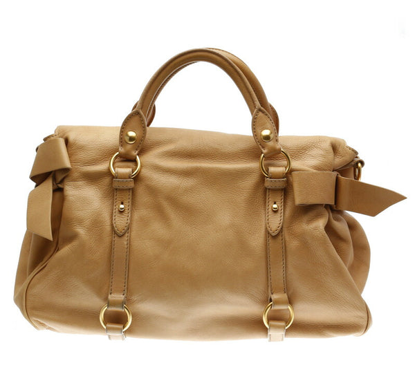 ミュウミュウ ベージュ レザー ハンドバッグ ショルダーバッグ 2WAY レディース MIUMIU 中古