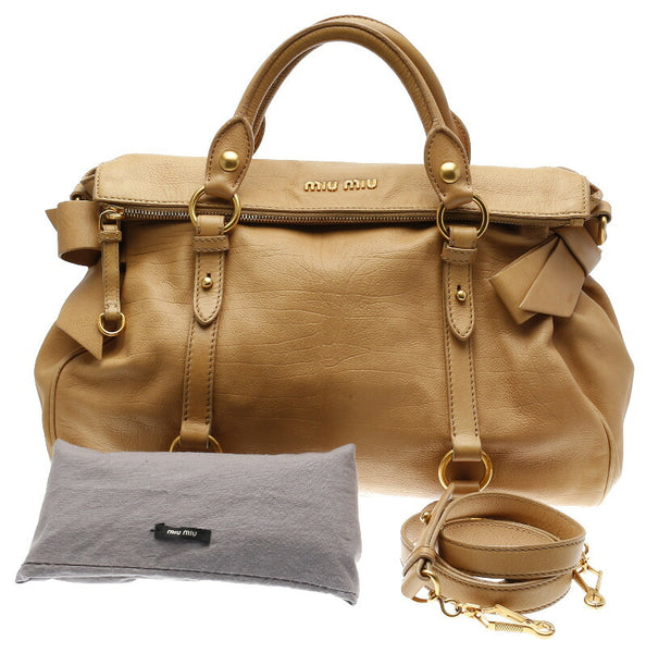 ミュウミュウ ベージュ レザー ハンドバッグ ショルダーバッグ 2WAY レディース MIUMIU 中古