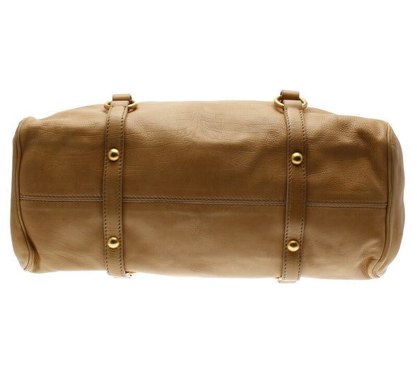 ミュウミュウ ベージュ レザー ハンドバッグ ショルダーバッグ 2WAY レディース MIUMIU 中古