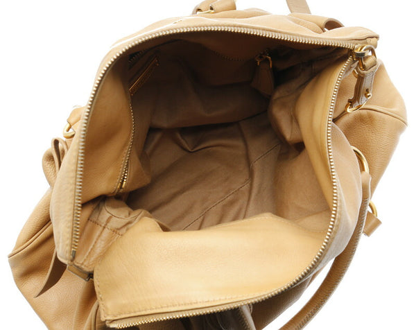 ミュウミュウ ベージュ レザー ハンドバッグ ショルダーバッグ 2WAY レディース MIUMIU 中古