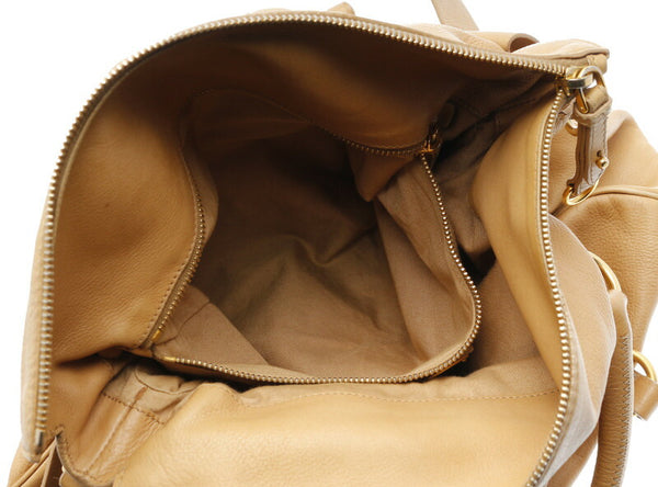 ミュウミュウ ベージュ レザー ハンドバッグ ショルダーバッグ 2WAY レディース MIUMIU 中古