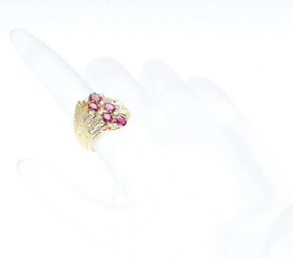 K18YG イエローゴールド ルビー1.26ct ダイヤ0.20ct リング 指輪 レディース 12号 中古
