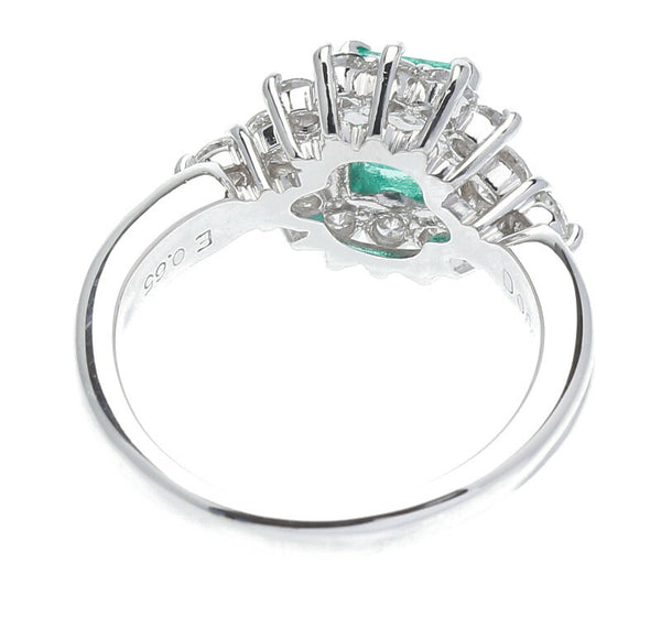 Pt900 プラチナ エメラルド0.65ct ダイヤ0.66ct リング 指輪 レディース 8号 中古