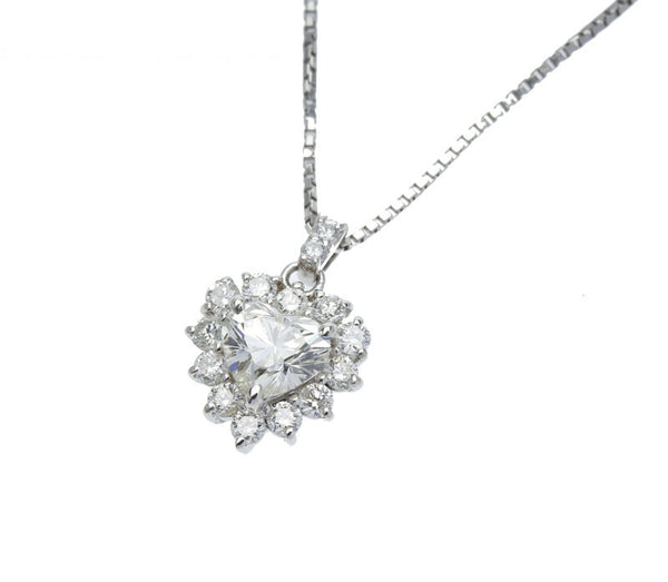 Pt900 プラチナ Pt850 プラチナ ダイヤ0.545ct ダイヤ0.30ct ネックレス レディース 中古