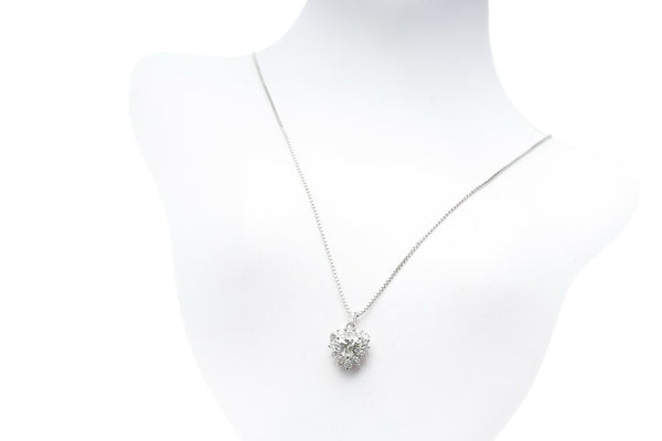 Pt900 プラチナ Pt850 プラチナ ダイヤ0.545ct ダイヤ0.30ct ネックレス レディース 中古