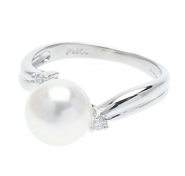 Pt900 プラチナ パール8mm ダイヤ0.02ct リング 指輪 レディース 8.5号 中古