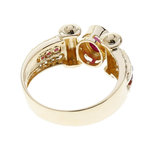 K18YG イエローゴールド ルビー0.84ct ダイヤ0.18ct リング 指輪 レディース 11.5号 中古