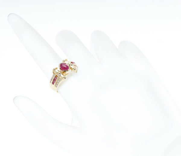 K18YG イエローゴールド ルビー0.84ct ダイヤ0.18ct リング 指輪 レディース 11.5号 中古