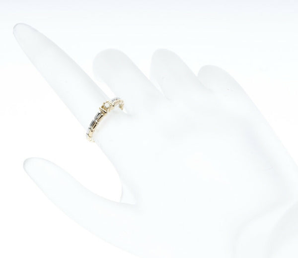 Pt900 プラチナ K18YG イエローゴールド コンビ ダイヤ0.05ct リング 指輪 レディース 10号 中古