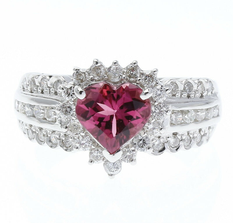 Pt900 プラチナ ピンクトルマリン1.20ct ダイヤ0.70ct リング 指輪 レディース 12号 中古