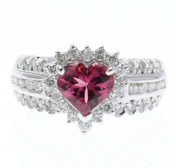 Pt900 プラチナ ピンクトルマリン1.20ct ダイヤ0.70ct リング 指輪 レディース 12号 中古