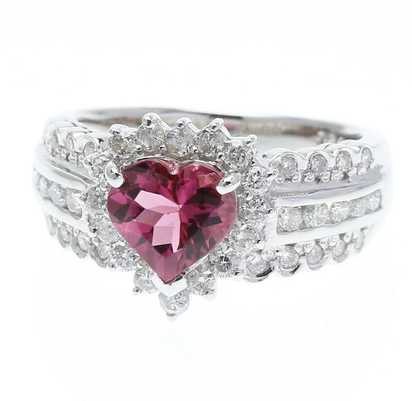 Pt900 プラチナ ピンクトルマリン1.20ct ダイヤ0.70ct リング 指輪 レディース 12号 中古