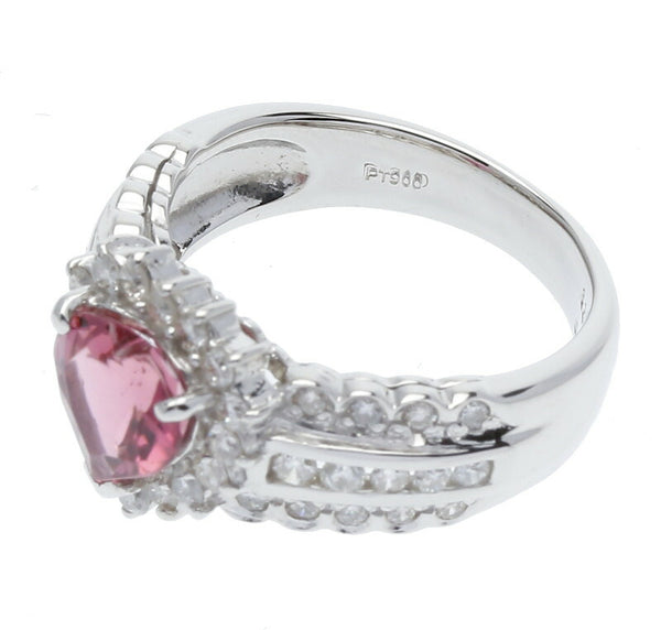 Pt900 プラチナ ピンクトルマリン1.20ct ダイヤ0.70ct リング 指輪 レディース 12号 中古