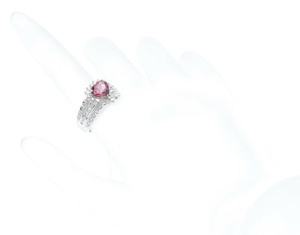 Pt900 プラチナ ピンクトルマリン1.20ct ダイヤ0.70ct リング 指輪 レディース 12号 中古