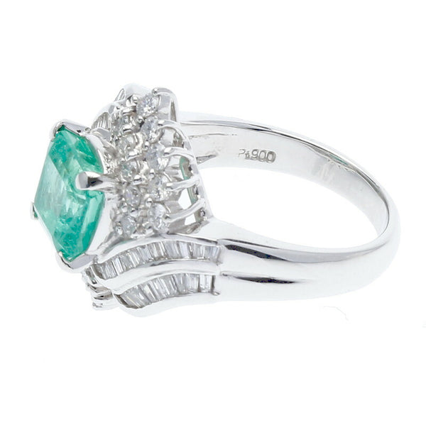 Pt900 プラチナ エメラルド2.04ct ダイヤ0.80ct リング 指輪 レディース 12号 中古