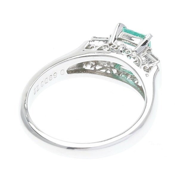 Pt900 プラチナ エメラルド0.69ct ダイヤ0.22ct リング 指輪 レディース 10.5号 中古