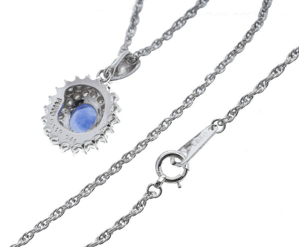 Pt900 プラチナ Pt850 プラチナ サファイア1.19ct ダイヤ0.41ct ネックレス レディース 中古