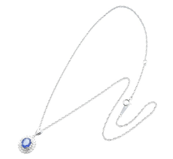 Pt900 プラチナ Pt850 プラチナ サファイア1.19ct ダイヤ0.41ct ネックレス レディース 中古