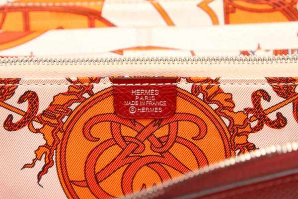 エルメス アザップロング シルクインルージュグレナ レッド 赤 ヴォーエプソン 長財布 ユニセックス HERMES 中古