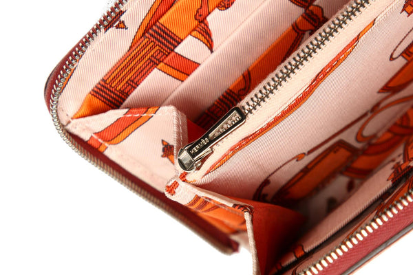 エルメス アザップロング シルクインルージュグレナ レッド 赤 ヴォーエプソン 長財布 ユニセックス HERMES 中古