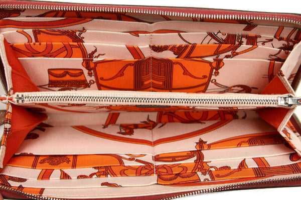 エルメス アザップロング シルクインルージュグレナ レッド 赤 ヴォーエプソン 長財布 ユニセックス HERMES 中古