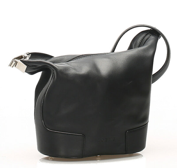 ロエベ ブラック レザー 肩掛け ショルダーバッグ レディース LOEWE 中古