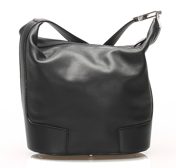 ロエベ ブラック レザー 肩掛け ショルダーバッグ レディース LOEWE 中古