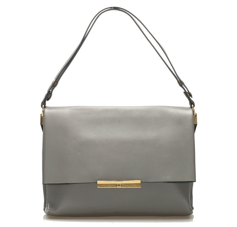 セリーヌ グレー レザー ショルダーバッグ レディース CELINE 中古