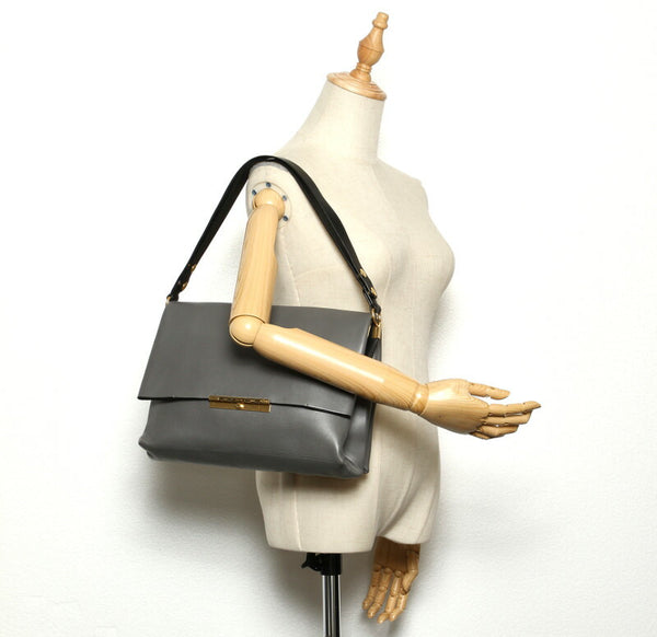 セリーヌ グレー レザー ショルダーバッグ レディース CELINE 中古