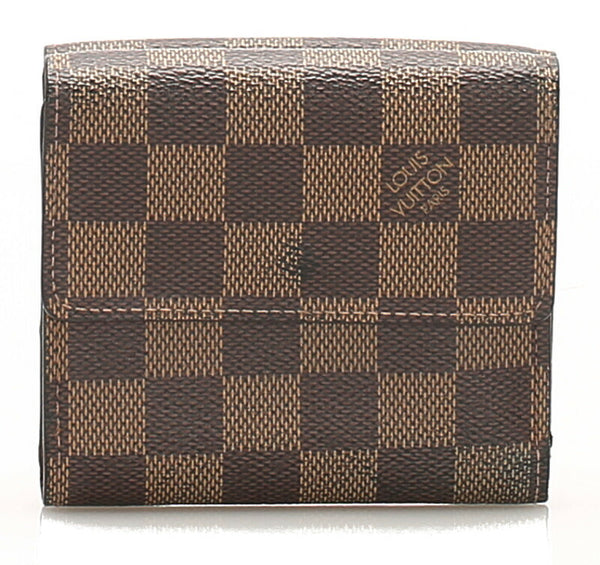 ルイ ヴィトン ダミエ エリーズ N61654 ブラウン 茶 PVC レザー 二つ折り財布 ユニセックス LOUIS VUITTON 中古