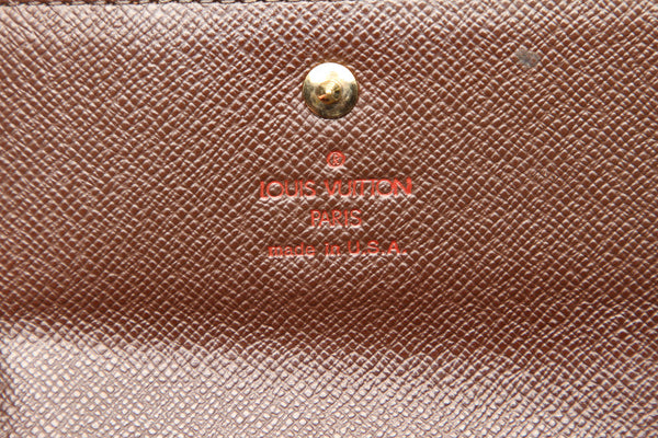 ルイ ヴィトン ダミエ エリーズ N61654 ブラウン 茶 PVC レザー 二つ折り財布 ユニセックス LOUIS VUITTON 中古