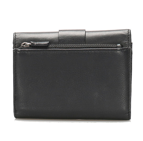 クリスチャンディオール ブラック レザー 二つ折り財布 レディース Christian Dior 中古