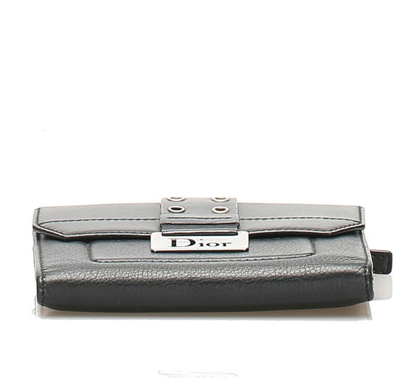 クリスチャンディオール ブラック レザー 二つ折り財布 レディース Christian Dior 中古