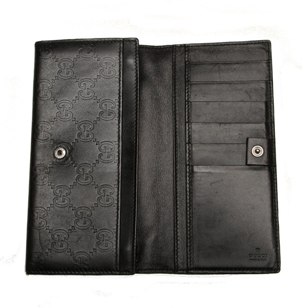グッチ シマ 146229 ブラック 黒 レザー 長財布 メンズ GUCCI 中古