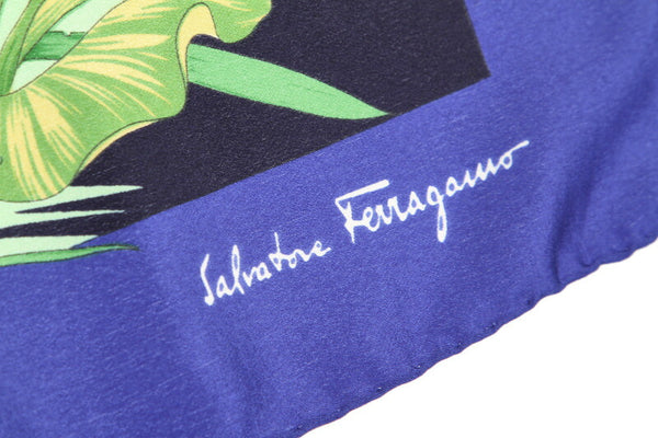 エルメス ライオン ブルー ネイビー シルク スカーフ レディース HERMES 中古