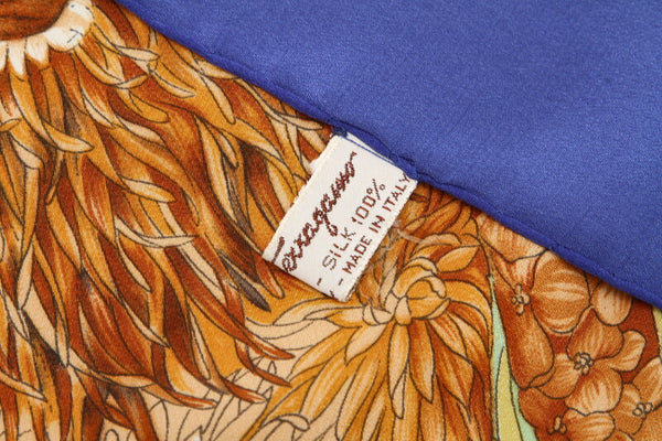 エルメス ライオン ブルー ネイビー シルク スカーフ レディース HERMES 中古