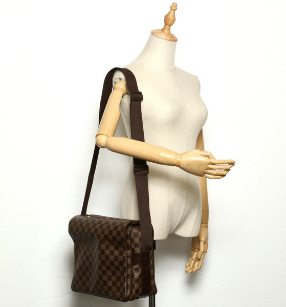 ルイ ヴィトン ダミエ ナヴィグリオ N45255 ブラウン PVC レザー 斜め掛け ショルダーバッグ ユニセックス LOUIS VUITTON 中古