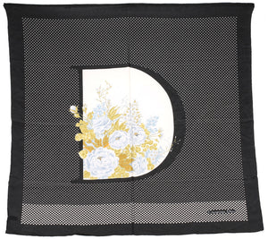 クリスチャンディオール ドット フラワー 花 大判 ブラック シルク スカーフ レディース Christian Dior 中古