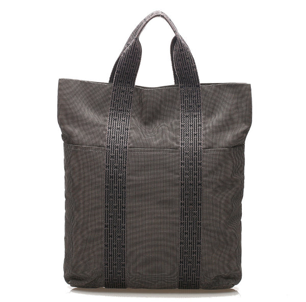 エルメス エールラインカバス グレー キャンバス トートバッグ ユニセックス HERMES 中古