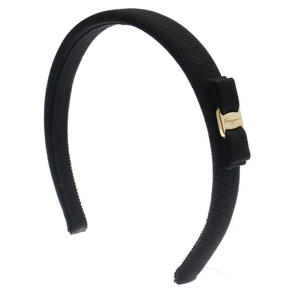 サルヴァトーレフェラガモ ヴァラ ブラック 黒 コットン ヘアアクセサリー カチューシャ レディース Salvatore Ferragamo 中古