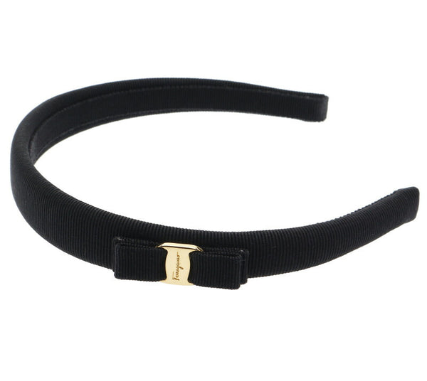 サルヴァトーレフェラガモ ヴァラ ブラック 黒 コットン ヘアアクセサリー カチューシャ レディース Salvatore Ferragamo 中古