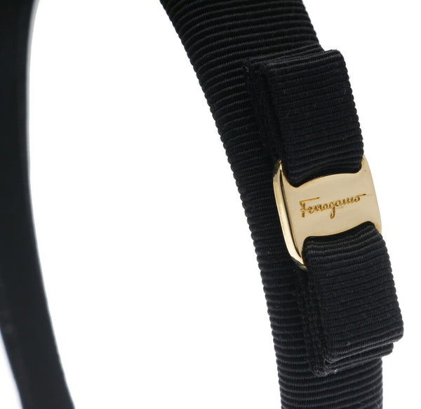 サルヴァトーレフェラガモ ヴァラ ブラック 黒 コットン ヘアアクセサリー カチューシャ レディース Salvatore Ferragamo 中古