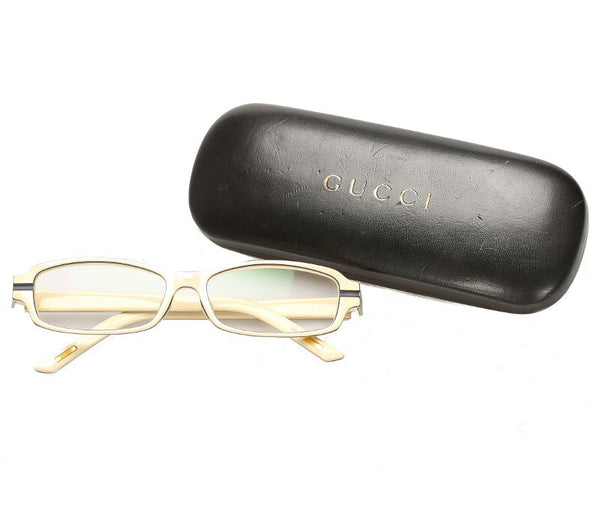 グッチ ホワイト ブルー プラスチック サングラス ユニセックス GUCCI 中古