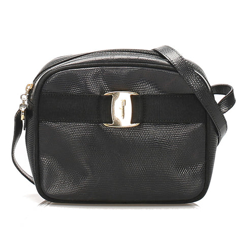 サルヴァトーレフェラガモ ヴァラ D21 3096 ブラック 黒 レザー ショルダーバッグ レディース Salvatore Ferragamo 中古