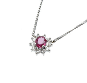 Pt850 プラチナ ルビー0.36ct ダイヤ0.14ct ネックレス レディース 中古