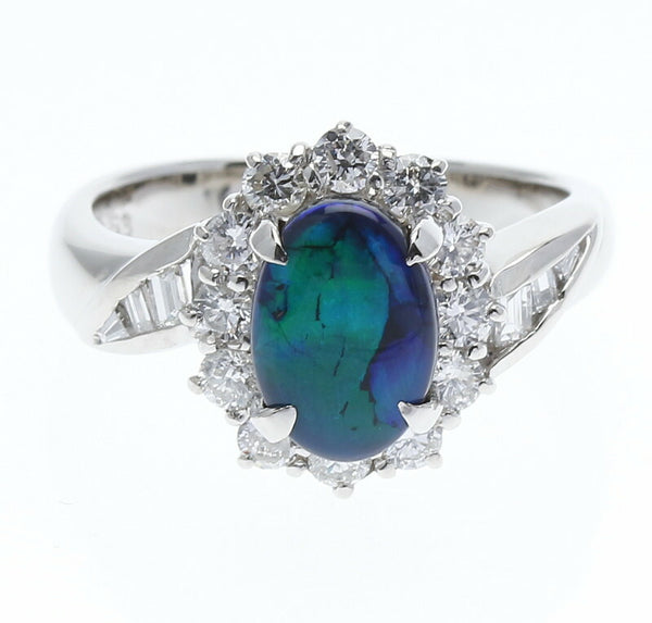 Pt900 プラチナ ブラックオパール1.27ct ダイヤ0.63ct リング 指輪 レディース 10.5号 中古