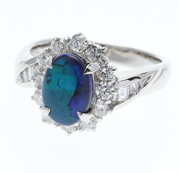Pt900 プラチナ ブラックオパール1.27ct ダイヤ0.63ct リング 指輪 レディース 10.5号 中古
