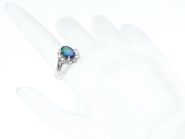Pt900 プラチナ ブラックオパール1.27ct ダイヤ0.63ct リング 指輪 レディース 10.5号 中古