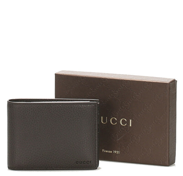 グッチ 333042 ブラウン 茶 レザー 二つ折り財布 メンズ GUCCI 中古