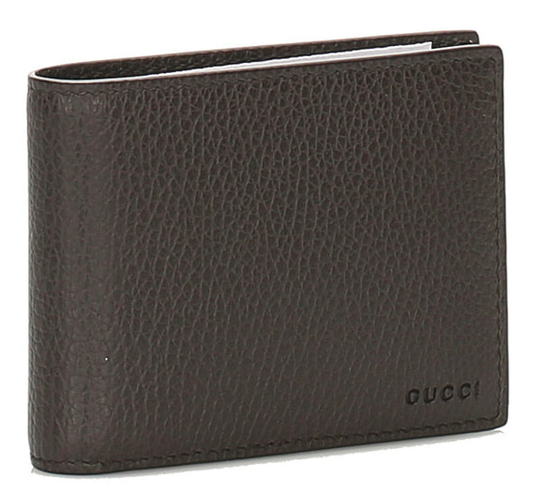 グッチ 333042 ブラウン 茶 レザー 二つ折り財布 メンズ GUCCI 中古